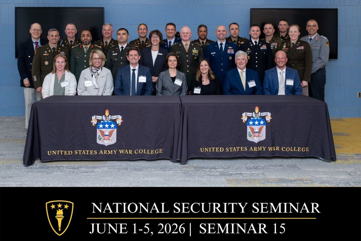 Group portrait of military and civilian participants for Seminar 15 at the United States Army War College National Security Seminar, held June 1–5, 2026.