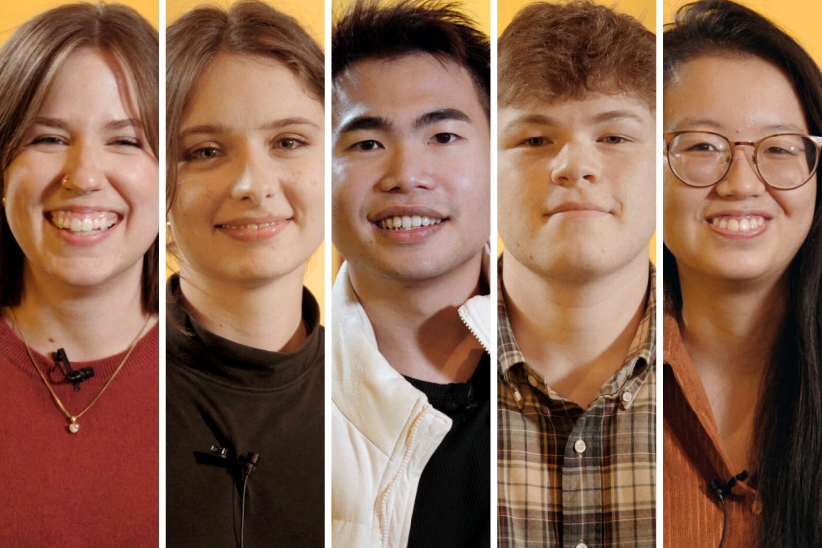 Composite image of five student headshots