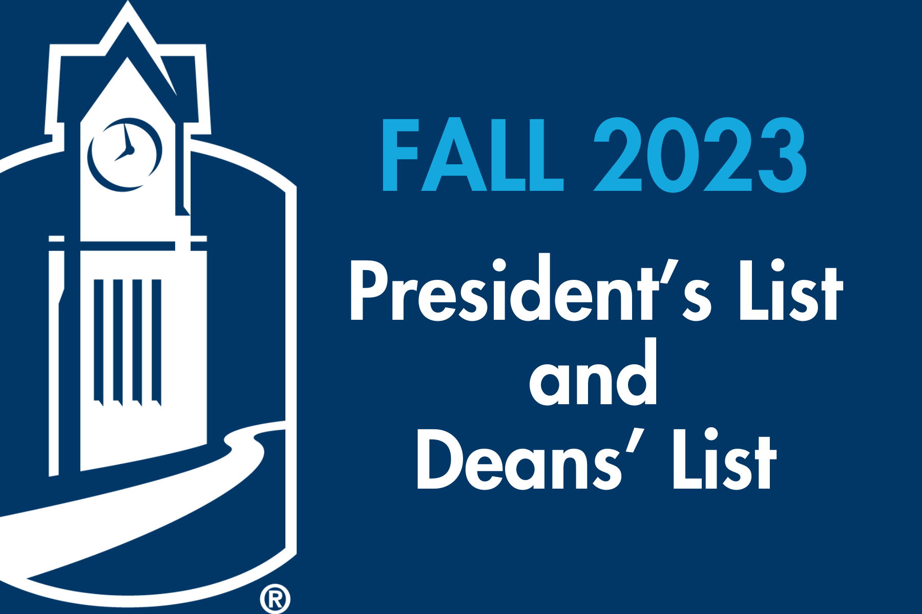 Fall 2023 President's List and Deans' List | Clock Tower icon