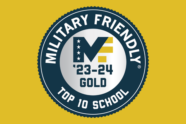2023-24 MilitaryFriendly.com military-friendly top 10 school badge