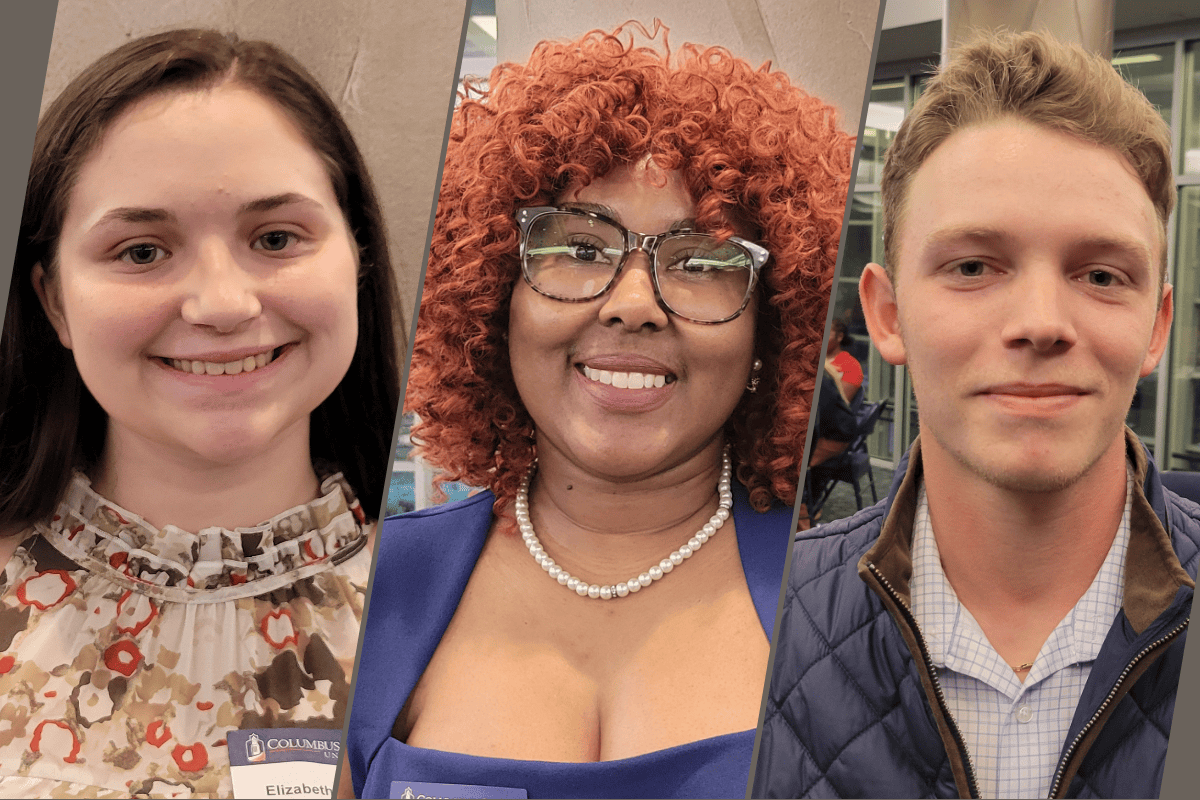 Headshots of three students