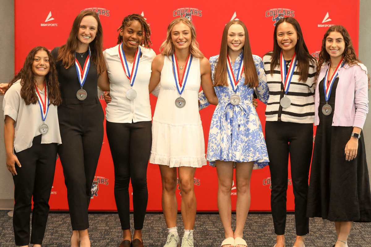 2025 Girls in the Game honorees: Samantha Dewendt Morales, Annie Adams, Deandra Downer, MC Sorrell, Camdyn White, Anna Petallar, & Anna LaBarbera (Not pictured: Haelim Adle)