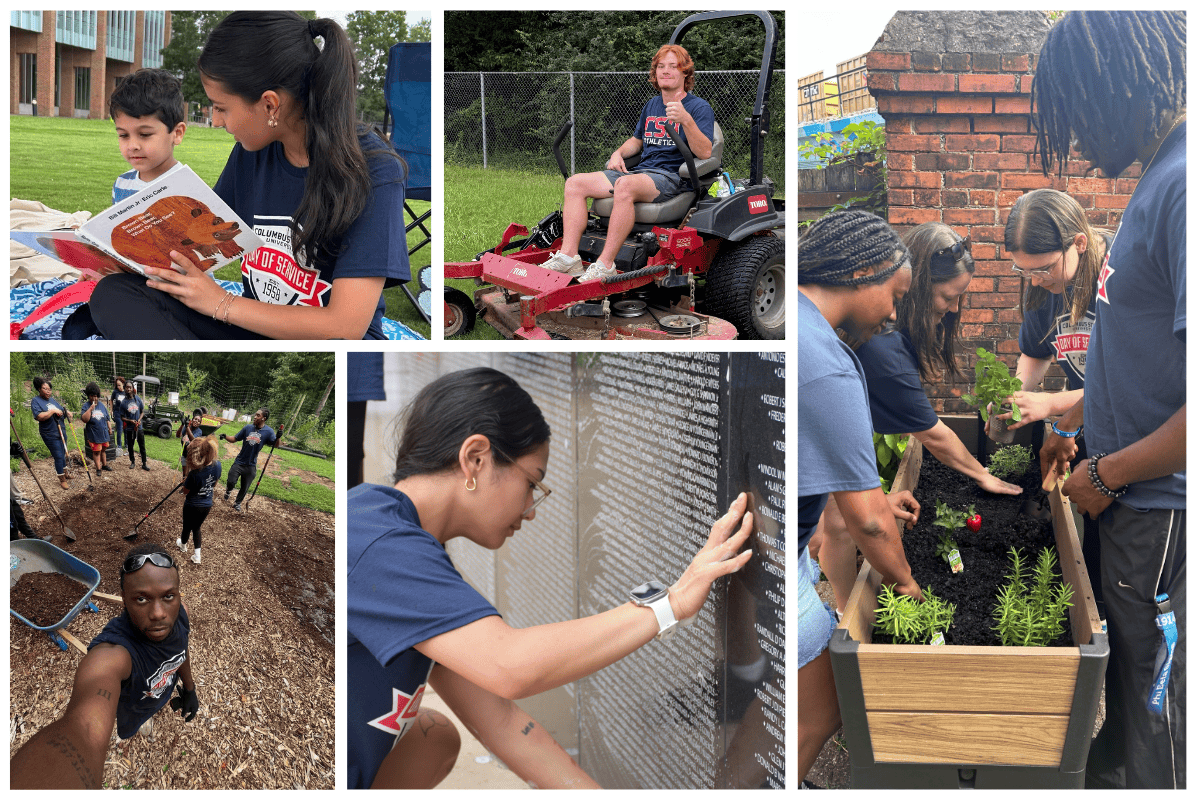 Grid of photos of students volunteering the Day of Service