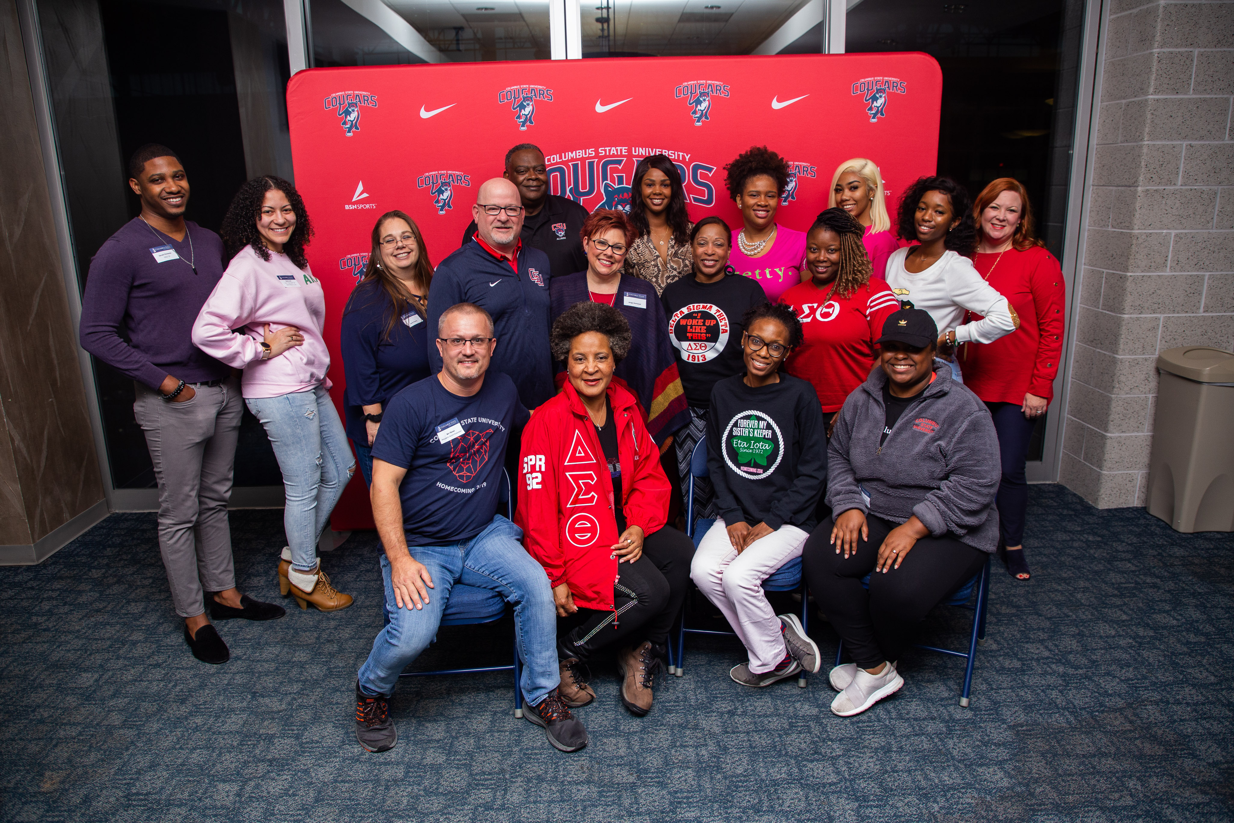 Members of the CSU Black Alumni Council with Columbus State and Alumni Association leaders during the Sips Before Steps Reception in 2018. 